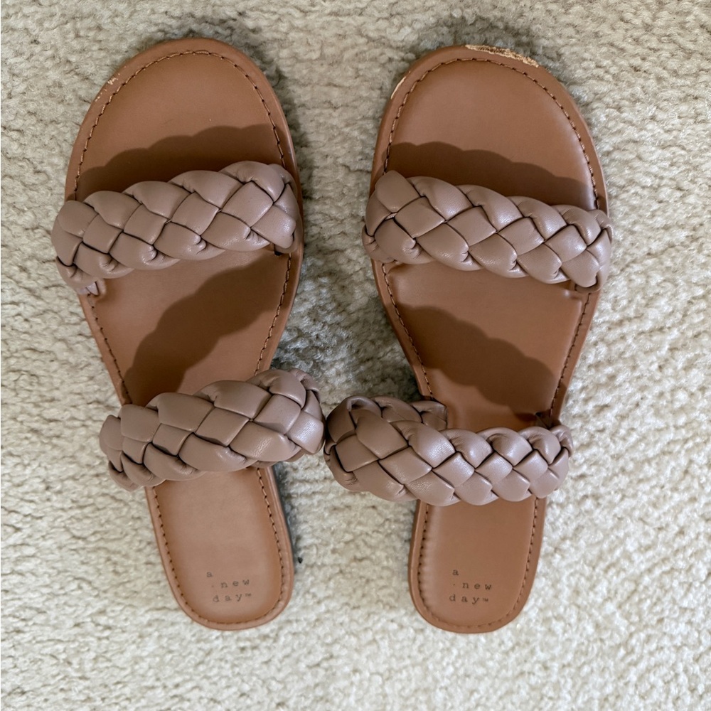 a new day Braided Double-Strap Sandals - Mauve Taupe